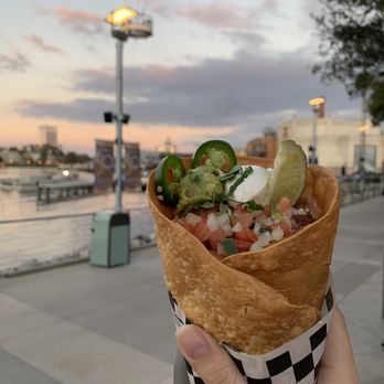 4 Rivers Cantina Barbacoa - Taco cone and lakefront view - Food Trucks Near Me - Orlando, Florida