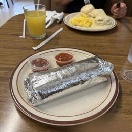 Breakfast burrito with salsa Breakfast burrito with salsa