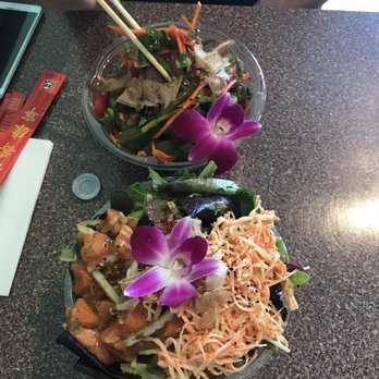 Mount Everest Sushi - House poke on top & salmon poke on the bottom - Asian Fusion Near Me - Pittsburgh, Pennsylvania