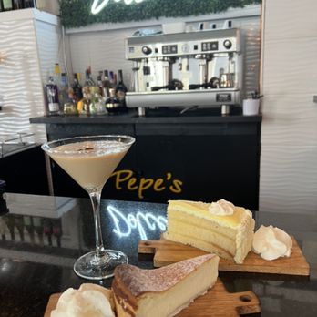Pepe’s Dolce Bar - Classico Espresso Martini pictured with our Limoncello Cake and Ricotta Pie - Desserts Near Me - Worcester, Massachusetts