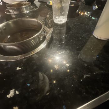 Wagyu House - my broth and drinks and the food we ate - Hot Pot Near Me - Chicago, Illinois