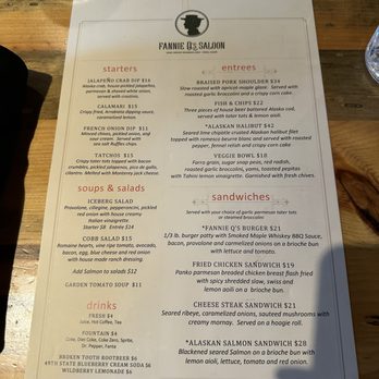 Fannie Q’s Saloon - Menu - American Near Me - Denali, Alaska