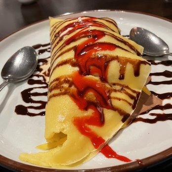 BF Miyabi - Crepe with rocky road and vanilla ice cream - Sushi Bars Near Me - Roseville, California BF Miyabi - Crepe with rocky road and vanilla ice cream - Sushi Bars Near Me - Roseville, California
