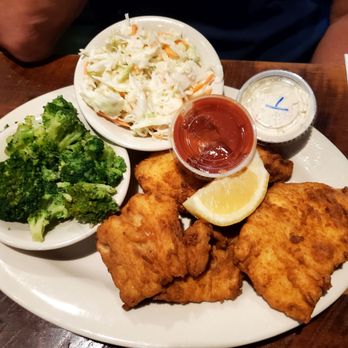 Maguire's Bar & Grille - Fish and chips. Once again we chose a vege ocer the fries. No upcharge for the substitution. - American Near Me - Easton, Massachusetts