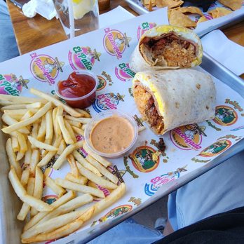 El Tacolgado - Breakfast burrito with a twist. Added carnitas and al pastor. - Tacos Near Me - Palm Springs, California