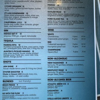 Restaurant 604 - Bar Menu - Breakfast & Brunch Near Me - Honolulu, Hawaii