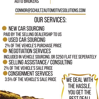 Schultz Automotive Solutions - Our Services: - Car Brokers Near Me - Riverside, California Schultz Automotive Solutions - Our Services: - Car Brokers Near Me - Riverside, California