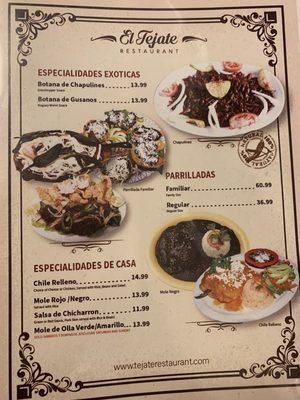 Menu photo 7 El Tejate Carlsbad, CA