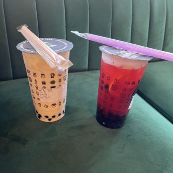 TeaZenTea - Dublin - Peach milk tea and Strawberry summer drink both with boba - Bubble Tea Near Me - Dublin, California TeaZenTea - Dublin - Peach milk tea and Strawberry summer drink both with boba - Bubble Tea Near Me - Dublin, California