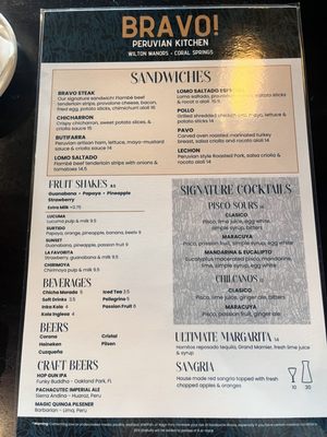 Menu photo 7 Bravo Peruvian Kitchen Coral Springs, FL