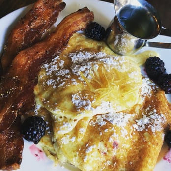 Beatrix - Light & Fluffy Lemon Pancakes with a side of Brown Sugar Bacon (must try the bacon!!) - New American Near Me - Chicago, Illinois Beatrix - Light & Fluffy Lemon Pancakes with a side of Brown Sugar Bacon (must try the bacon!!) - New American Near Me - Chicago, Illinois