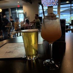 Happy hour mocktail and beer. Happy hour mocktail and beer.