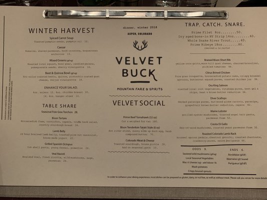 Menu photo 7 Velvet Buck Aspen, CO Menu photo 7 Velvet Buck Aspen, CO