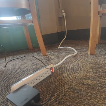 Clocktower Coffee Roasting Company - The only power strip available for customers. Only 3 out of 9 tables will be able to reach it.  Good luck laptop users! - Coffee Roasteries Near Me - Mountain View, California