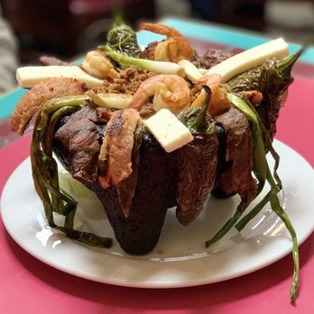 Mi Pueblo - Molcajete - much bigger than it looks in the photo. Loaded with goodies to feed two! - Mexican Near Me - Olympia, Washington