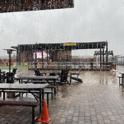 The outside space looks to be a go-to area before a concert.