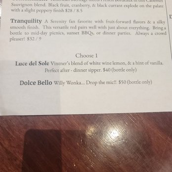 Serenity Cellars Winery - Menu - Wineries Near Me - Cleveland, Georgia