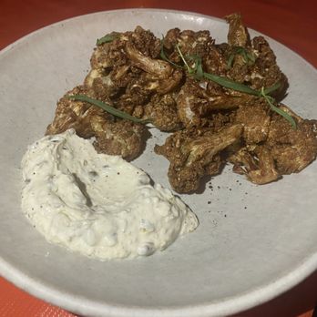 Kismet - Fried cauliflower- caper yogurt - Mediterranean Near Me - Los Angeles, California Kismet - Fried cauliflower- caper yogurt - Mediterranean Near Me - Los Angeles, California
