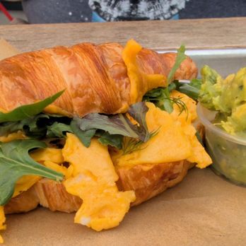 Lokl Haus - Egg sandwich in a croissant, plus a side of avocado (which is actually guacamole. They do not have plain avocado to add to things) - Coffee & Tea Near Me - Santa Monica, California Lokl Haus - Egg sandwich in a croissant, plus a side of avocado (which is actually guacamole. They do not have plain avocado to add to things) - Coffee & Tea Near Me - Santa Monica, California