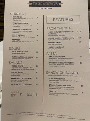 Menu photo 3 Farraddays Steakhouse Pompano Beach, FL Menu photo 3 Farraddays Steakhouse Pompano Beach, FL