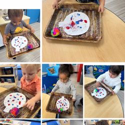 Fountain Oasis Preschool - A glimpse into our holiday themed festivities from our curriculum. These friends are using their gross motor skills to create art!
