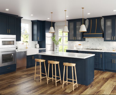Photo of HN Kitchens By Design - Fort Lauderdale, FL, US. Aria Blue Cabinet Door Color.