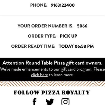 Round Table Pizza - Order placed over an hour ago and still not ready I don't get it. - Pizza Near Me - Rancho Cordova, California Round Table Pizza - Order placed over an hour ago and still not ready I don't get it. - Pizza Near Me - Rancho Cordova, California