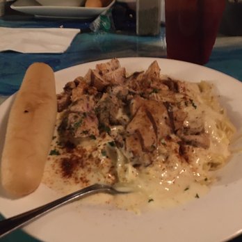 The Vault Eatery & Drinkery - Chicken Alfredo  with grilled chicken breast , garlic breadstick . - Steakhouses Near Me - Magee, Mississippi