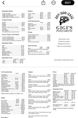 Menu photo 1 Gigi’s Pizzaroni Jay, ME Menu photo 1 Gigi’s Pizzaroni Jay, ME