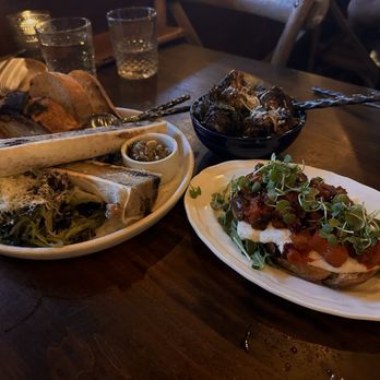 Milestone - Appetizers: Bone Marrow, Brussel Sprouts, & Caponata Bruschetta Tartine - American Near Me - El Dorado Hills, California Milestone - Appetizers: Bone Marrow, Brussel Sprouts, & Caponata Bruschetta Tartine - American Near Me - El Dorado Hills, California