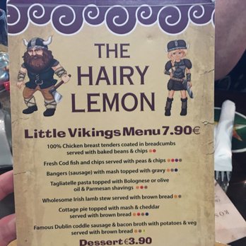 The Hairy Lemon - kids menu - Irish Pub Near Me - Dublin, D The Hairy Lemon - kids menu - Irish Pub Near Me - Dublin, D