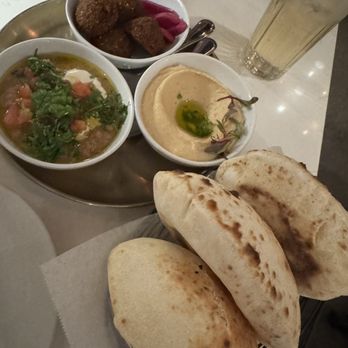 Ammatoli - Spicy Hummus Mezza, Foul Mudammas Mezza, and Falafel Mezza with Pita - Mediterranean Near Me - Long Beach, California Ammatoli - Spicy Hummus Mezza, Foul Mudammas Mezza, and Falafel Mezza with Pita - Mediterranean Near Me - Long Beach, California