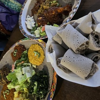 Selam Restaurant and Cafe - Veggie combo and meat combo - Ethiopian Near Me - San Jose, California