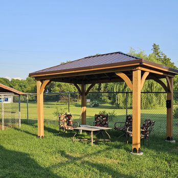 Wagging Tail Ranch - Dog park shelter and chairs - Dog Parks Near Me - Elk Mound, Wisconsin Wagging Tail Ranch - Dog park shelter and chairs - Dog Parks Near Me - Elk Mound, Wisconsin