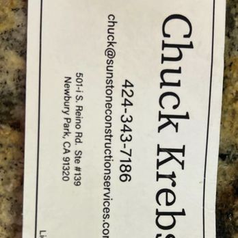 Sunstone Construction - Business Card of Chuck Ebs. - Masonry/Concrete Near Me Sunstone Construction - Business Card of Chuck Ebs. - Masonry/Concrete Near Me