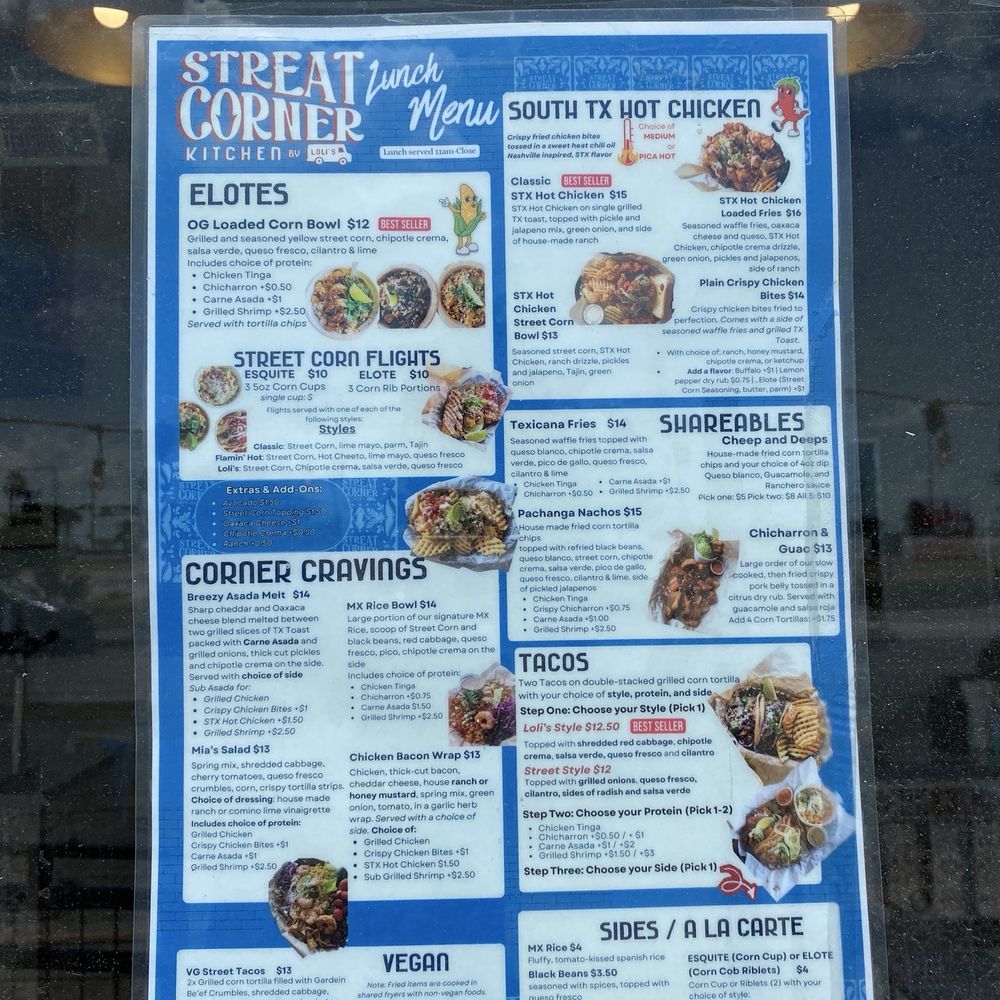 Street Corner Kitchen - Lunch menu. Breakfast also amazing! - Mexican Near Me - Corpus Christi, Texas Street Corner Kitchen - Lunch menu. Breakfast also amazing! - Mexican Near Me - Corpus Christi, Texas