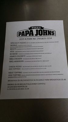 Menu photo 1 Papa Johns Pizza Connersville, IN Menu photo 1 Papa Johns Pizza Connersville, IN