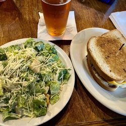 Columbia Street Tap Room & Grill - The patty melt and a Caesar side salad with a brew.