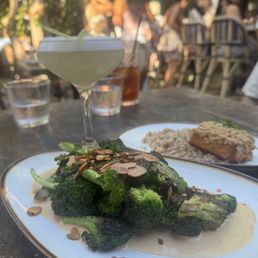 Charred Broccoli (left) and Chef's Salmon (right) Charred Broccoli (left) and Chef's Salmon (right)