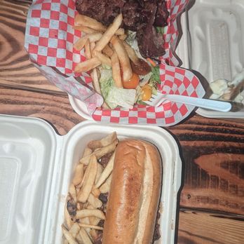 Mar del Plata Argentina BBQ - Steak sandwich with fries and steak plate with fries and salad - Steakhouses Near Me - Honolulu, Hawaii