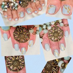 V & T Nails Salon - Pastel blue mani/pedi