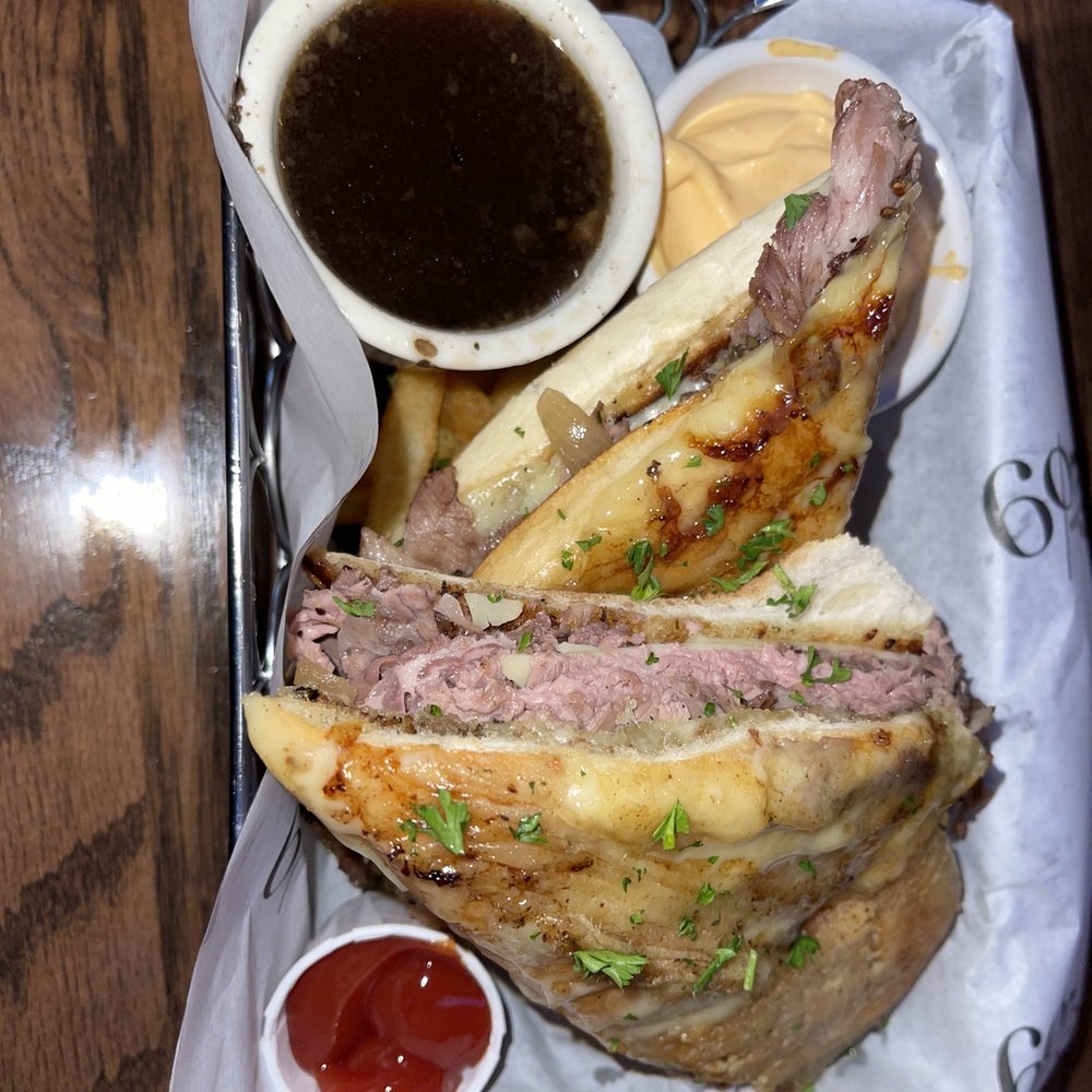 Restaurant 605 - Prime Rib French Onion Sandwhich (comes w/ French Onion Soup to dip!!) - Bars Near Me - Albany, New York Restaurant 605 - Prime Rib French Onion Sandwhich (comes w/ French Onion Soup to dip!!) - Bars Near Me - Albany, New York