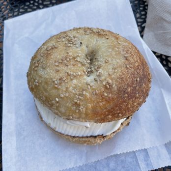 Hank's Bagels - Sesame bagel with plain cream cheese - Bagels Near Me - Calabasas, California