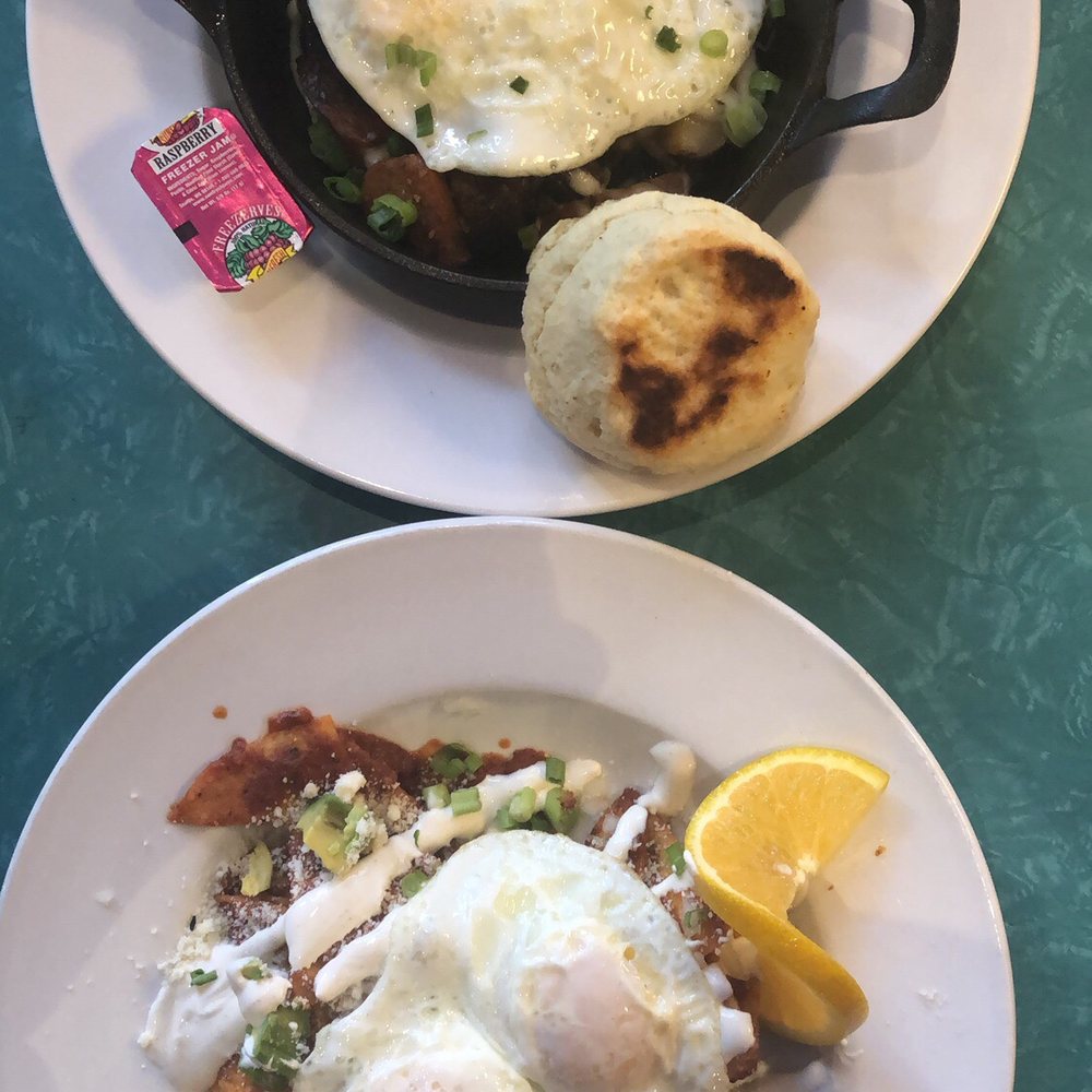 Cyclops Cafe and Lounge - Cajun hash (on top) & Chilaquiles (on bottom) - Burgers Near Me - Seattle, Washington