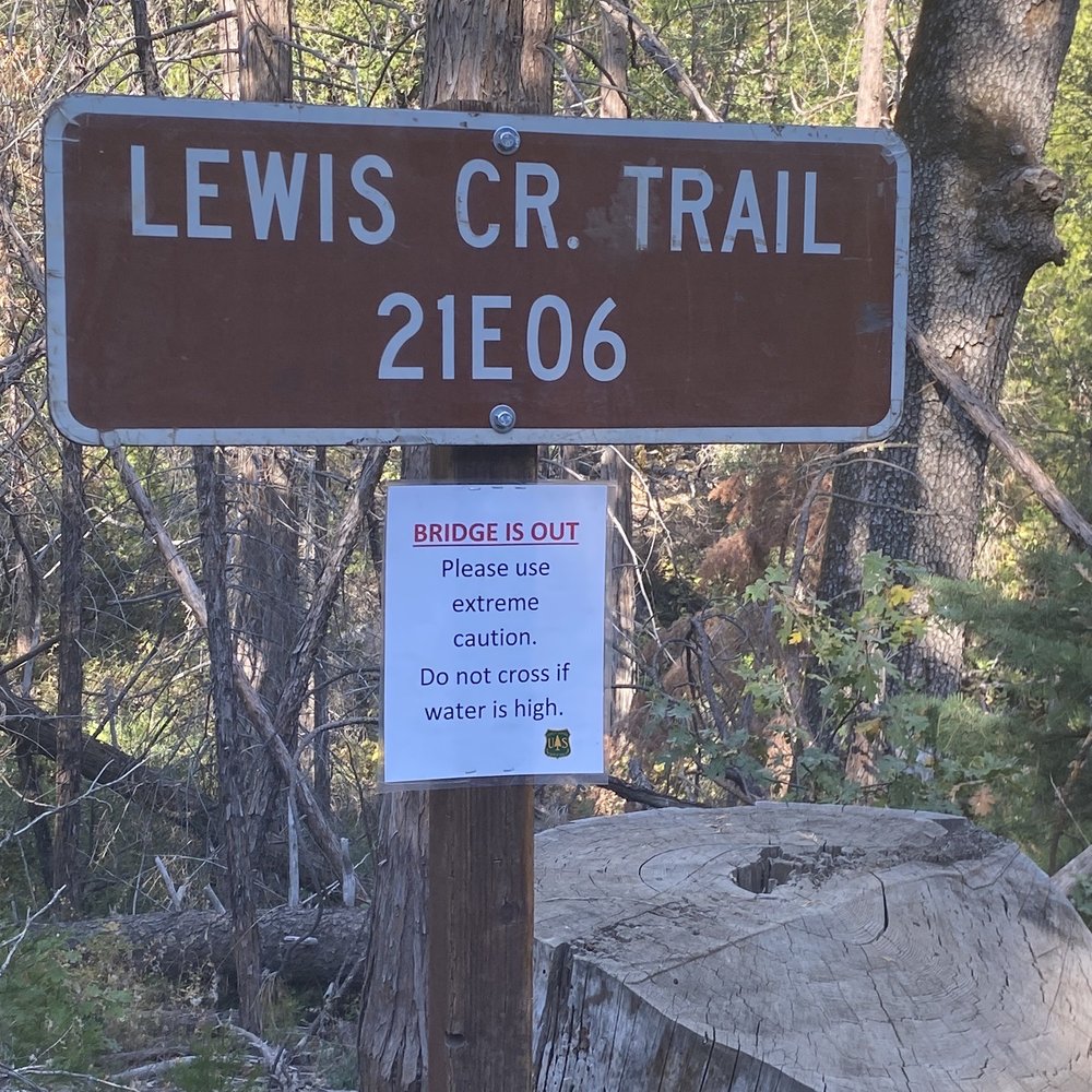 Lewis Creek Trail - The bridge to Red Rocks falls is out. A log can serve as a bridge for those of us with balance. - Hiking Near Me Lewis Creek Trail - The bridge to Red Rocks falls is out. A log can serve as a bridge for those of us with balance. - Hiking Near Me