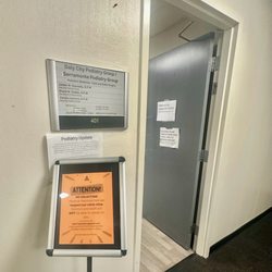 Daly City Podiatry Group - Front door,  with office information such as hours M-F 9am-4pm. Any medical representatives email dalycitypodiatry@gmail.com #podiatryoffice