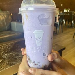 Large Taro Smoothie with boba. Super cute cup/lid. Large Taro Smoothie with boba. Super cute cup/lid.
