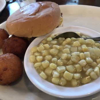 Cowboy Restaurant - Kids Cheeseburger with Hushpuppies and Corn - Steakhouses Near Me - Elkin, North Carolina