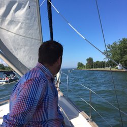 Lake Effect Sailing - The wonderful Chad on his first sail ever. We had the best weather and perfect sail.