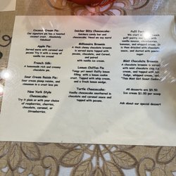 Desert menu